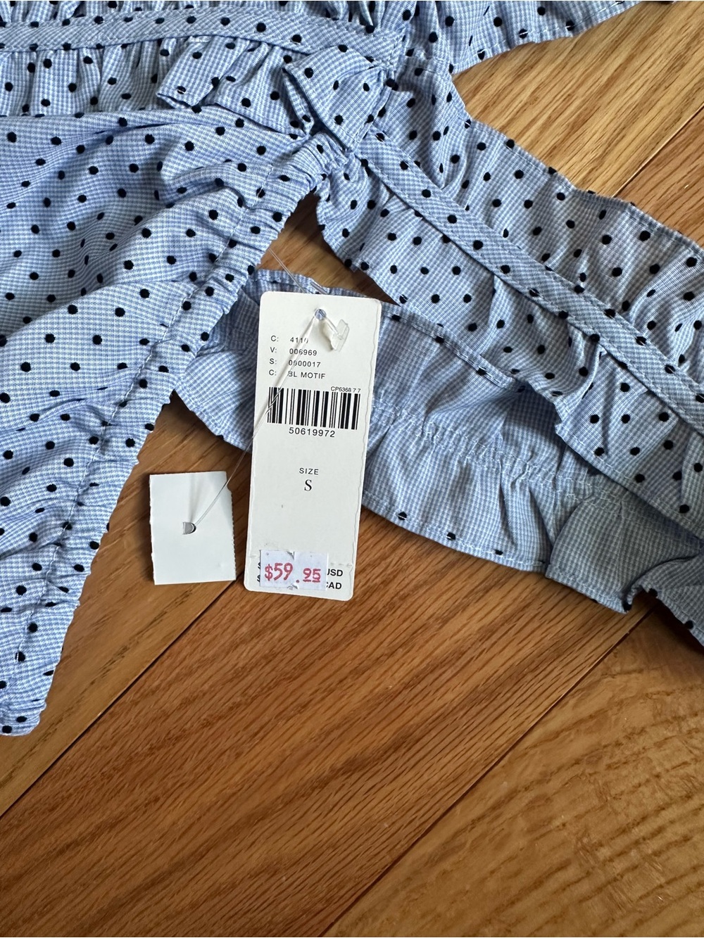 Anthropologie Waverly Grey Blue Polka Dot Ruffle Tank Top | Size Small | NWT ✨ - Picture 4 of 8